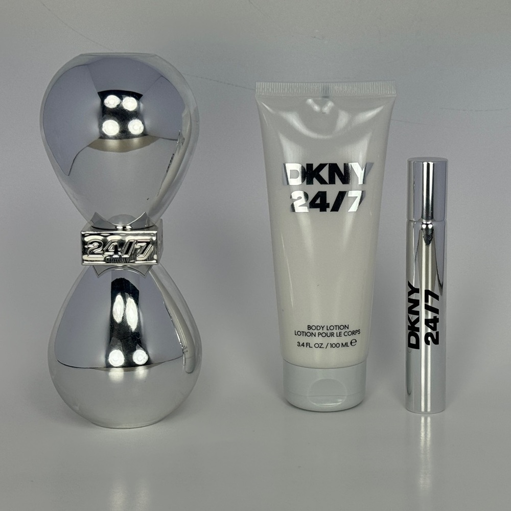 DKNY By Donna Karan 24/7 Eau de PARFUM 3.4oz Body Lotion + Travel Spray 3-pc Set